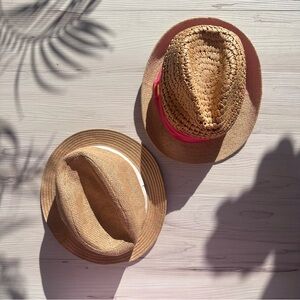 Steve Madden + Old Navy Tan Pink White Straw Fedora